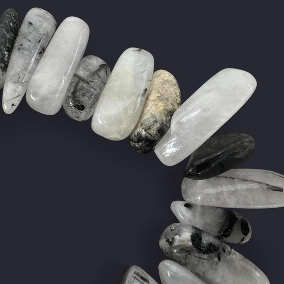 Black Rutalized Quartz Crystal Sticks Bead Bracelet - Picture 5 of 5